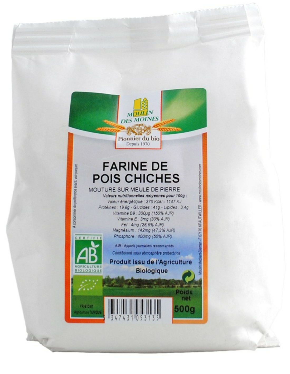 FARINE DE POIS CHICHES 500 G Moulin des Moines